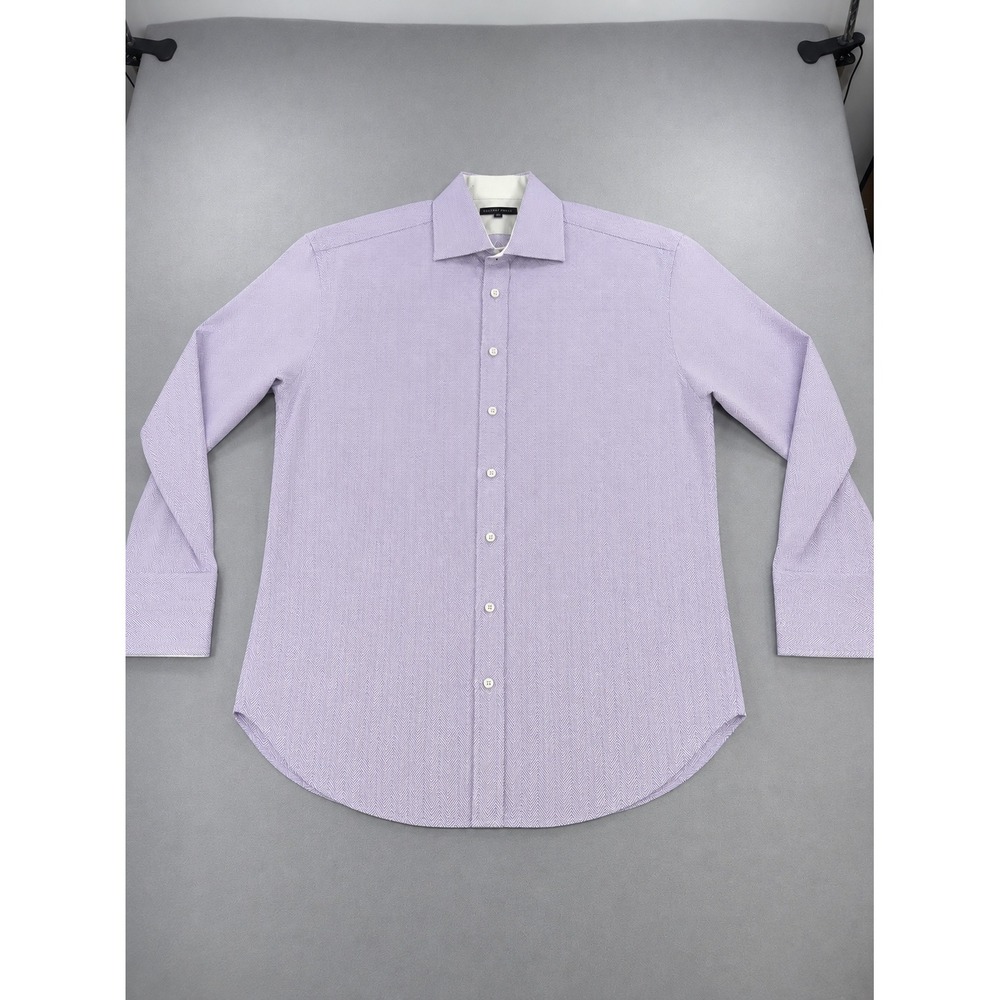 Ted‎ Baker London Mens Dress Shirt 16.5 32/33 Purple Herringbone French Cuff